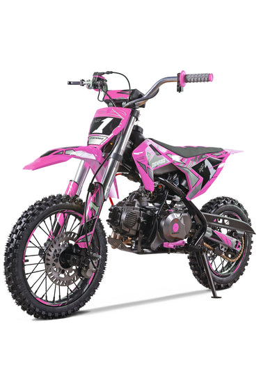 Denago Powersports Pink MX1 Dirt Bike Hero Angle