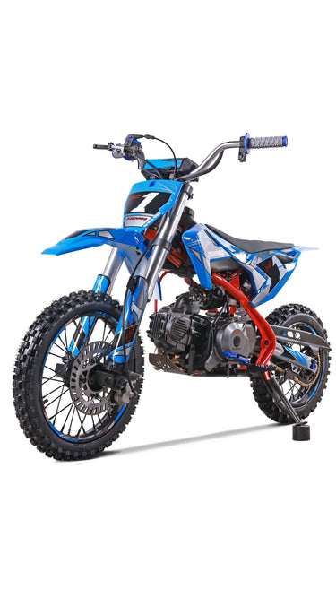 Denago Powersports Blue MX1 Dirt Bike Hero Angle