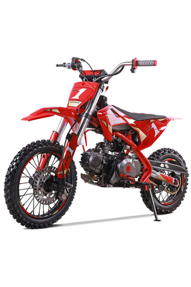 Denago Powersports Red MX1 Dirt Bike Hero Angle