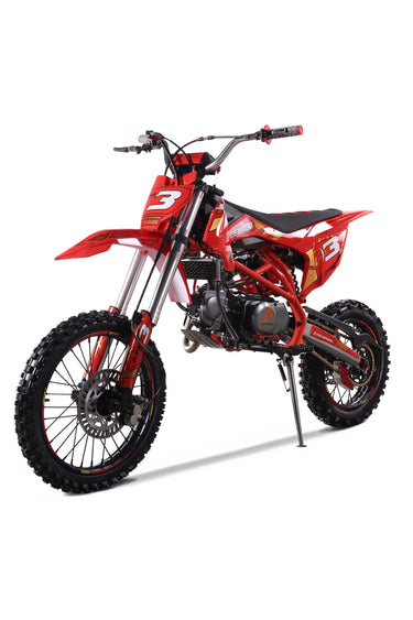 Denago Powersports Red MX3 Dirt Bike Hero Angle