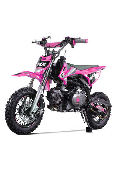 Denago Powersports Pink MX Dirt Bike Hero Angle