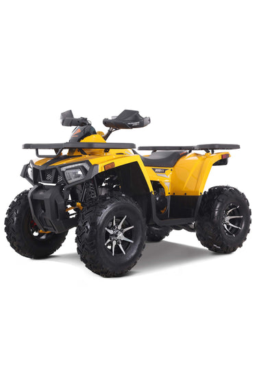 Denago Powersports Yellow Mudhawk 200FI ATV Hero Angle